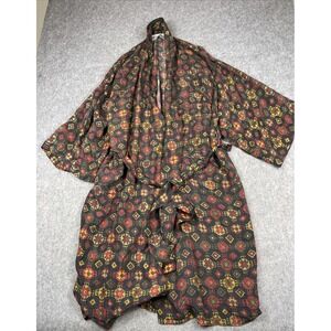 Vintage 90s Addiction Men's Tie Robe Aztec OS 100% Silk Cigar Club Southwest